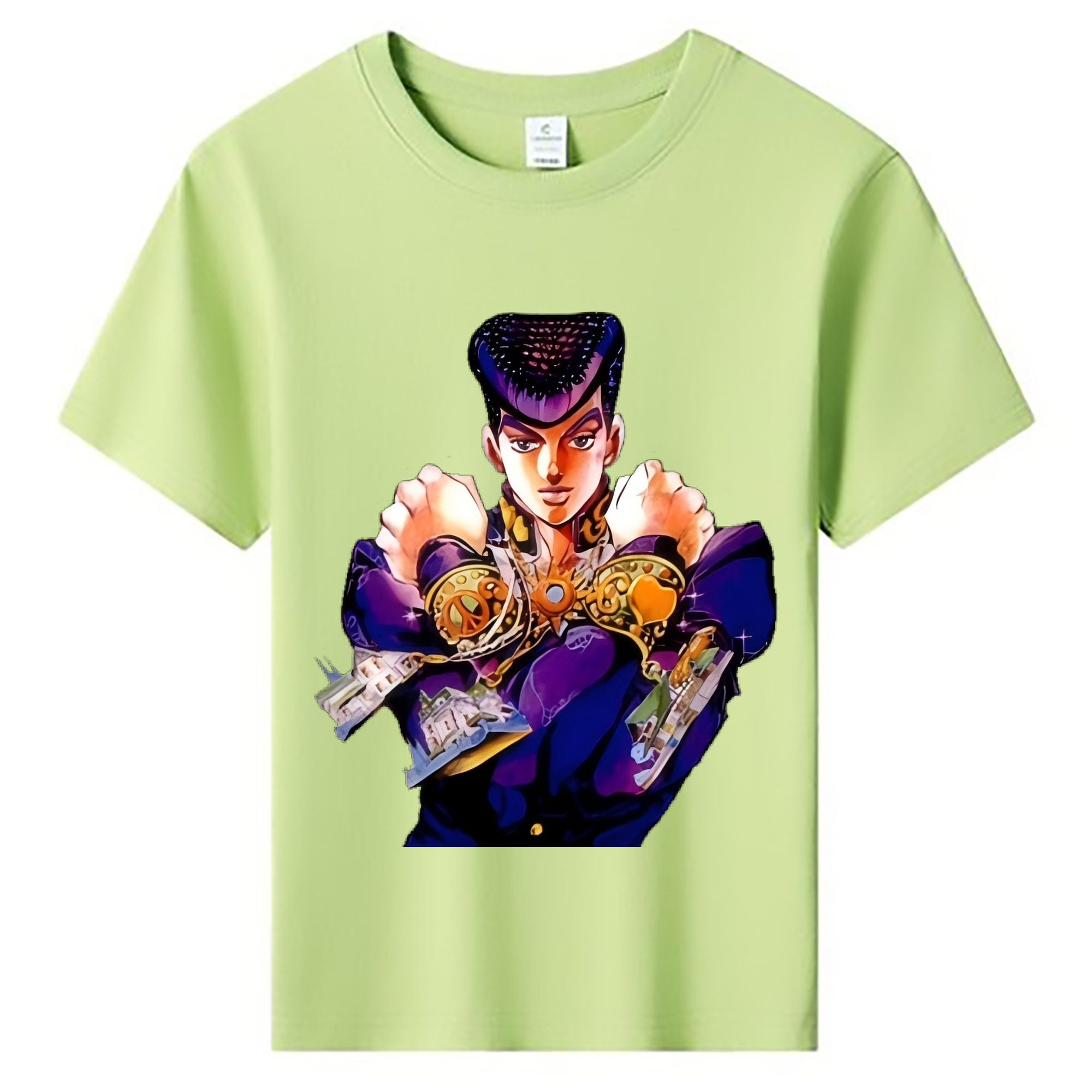 （画像用） ジョジョの奇妙な冒険 ひがしかた じょうすけ JoJo's Bizarre Adventure Higashikata Josuke 綿100％キッズTシャツ（フロントプリント）